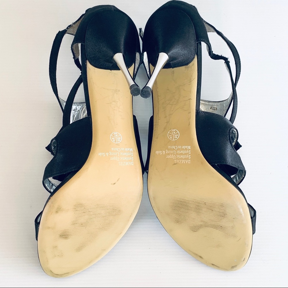 Betts Damzel Black Satin Slingback Gold Stiletto - Picture 8 of 16